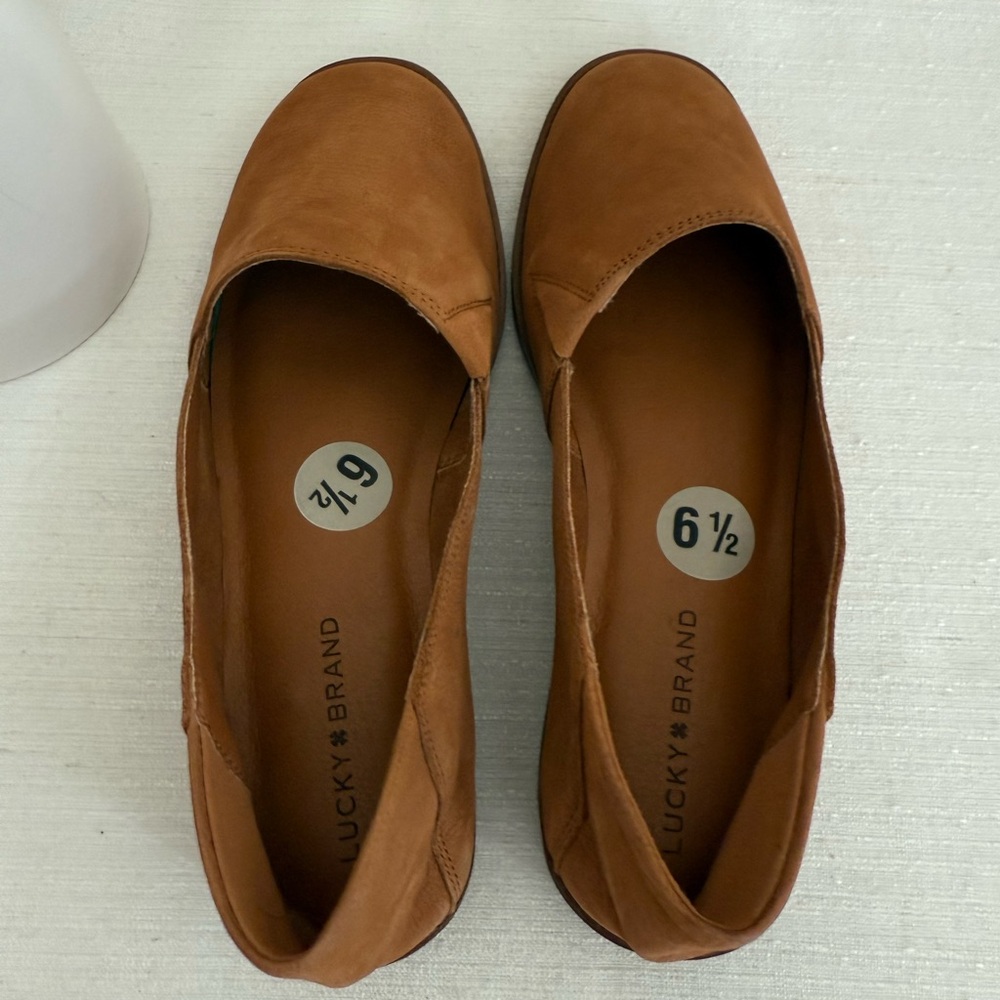 Lucky Brand Harping Brown Tan Nubuck Two Way Casual Flats - Picture 9 of 13
